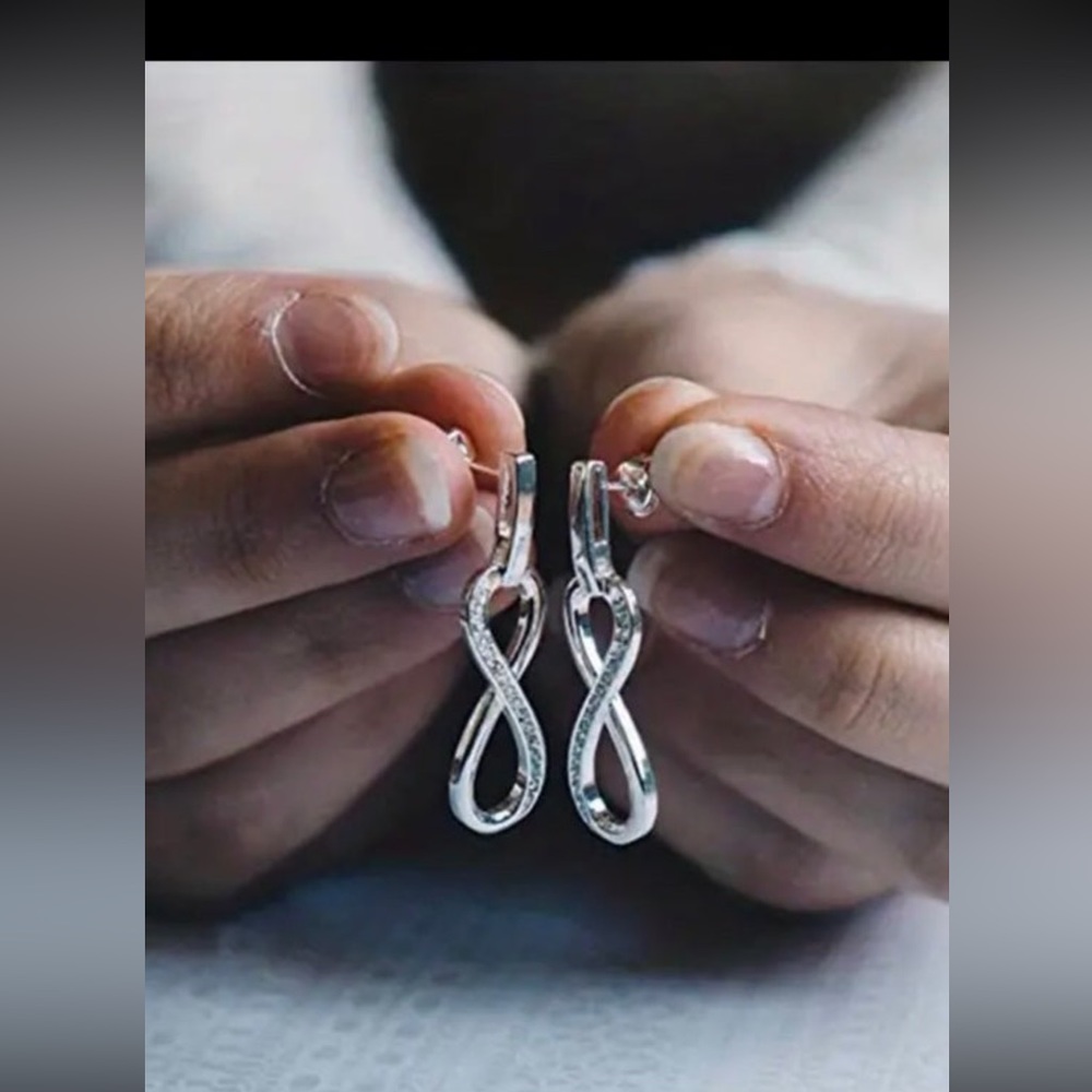 - Gorgeous Infinity Loop Earrings - Silver Plated… - image 8